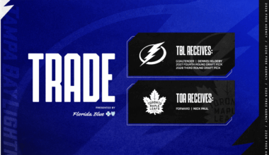 Lightning acquire goaltender Dennis Hildeby, draft picks from Toronto