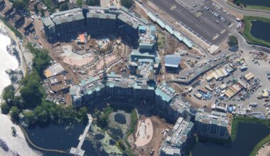 Pool Area Work Continues at Disney Lakeshore Lodge, Dock Appears Almost Complete