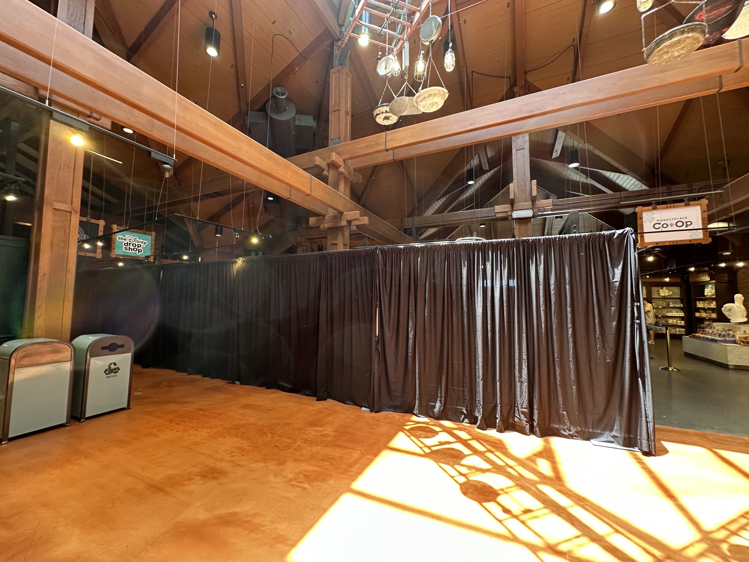 Curtains now surround the Disney Drop Shop area of Marketplace Co-Op.