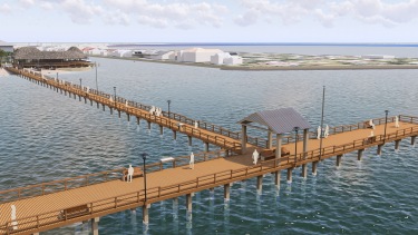 Digital rendering of the rebuilt fishing pier from the northeast view