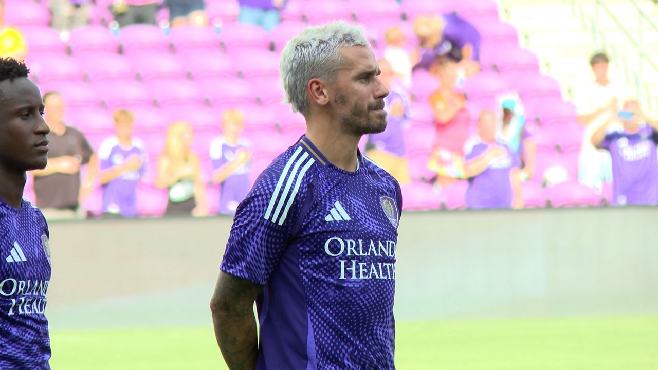 Antoine Griezmann will make his MLS regular-season home debut for Orlando City on Saturday night. (File photo)