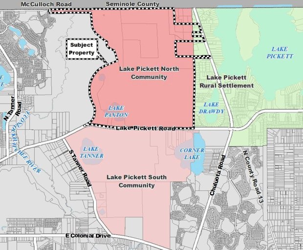 Map showing the proposed Sustanee development in rural east Orange County, bordering Seminole County. (Source: Orange County Property Appraiser)
