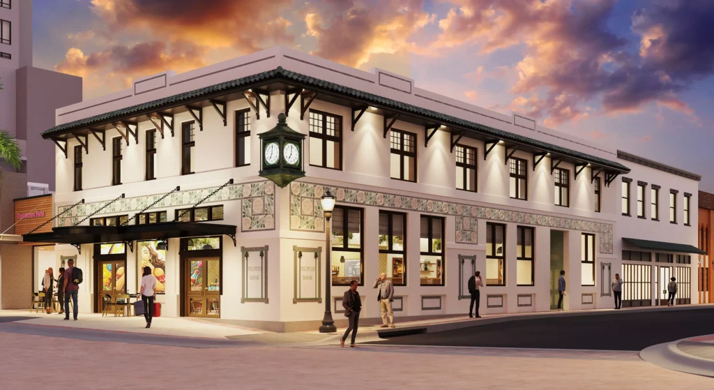 A rendering of a bank
