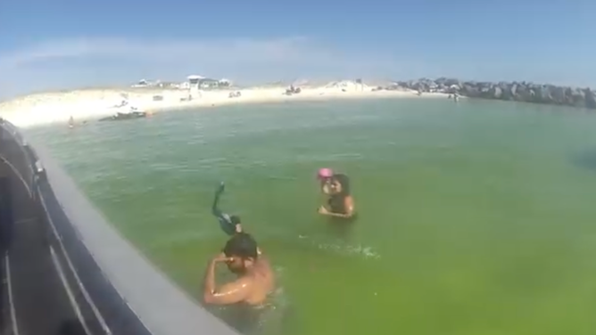 The pair of snorkelers were safely brought back to shore.
