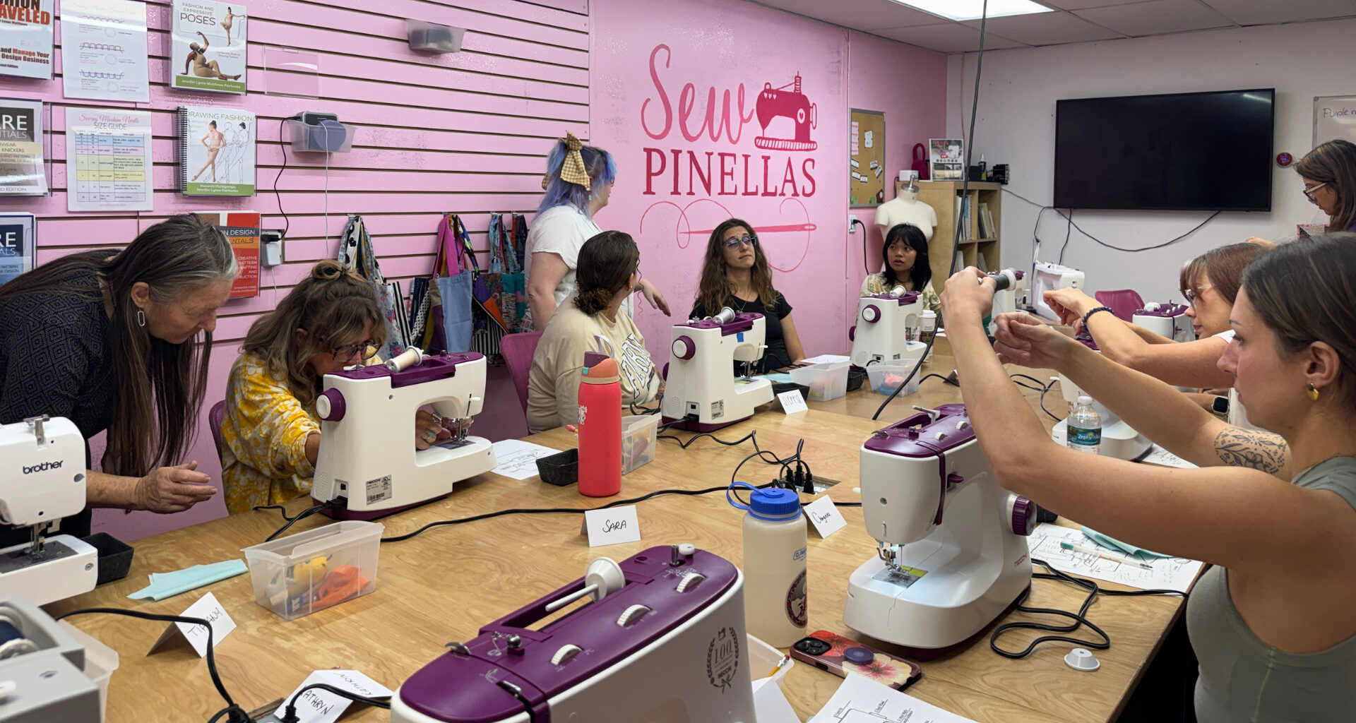 People at a sewing class