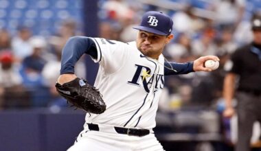 Tampa Bay Rays pitcher Ian Seymour throws during the first inning of a baseball game against the New York Yankees Tuesday, July 7, 2026, in St. Petersburg, Fla. (AP Photo/Jason Behnken)