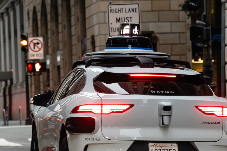 A Waymo self-driving taxi in downtown San Fransisco
