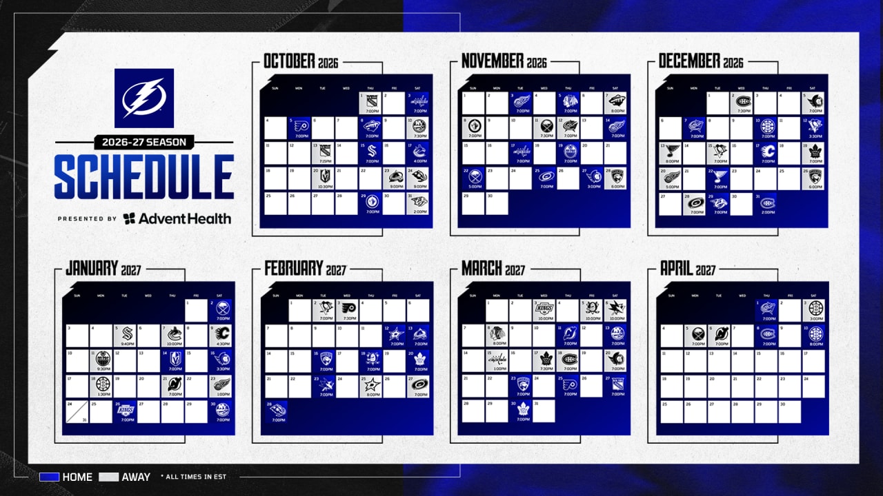 Lightning announce 2026-27 season schedule, presented by AdventHealth