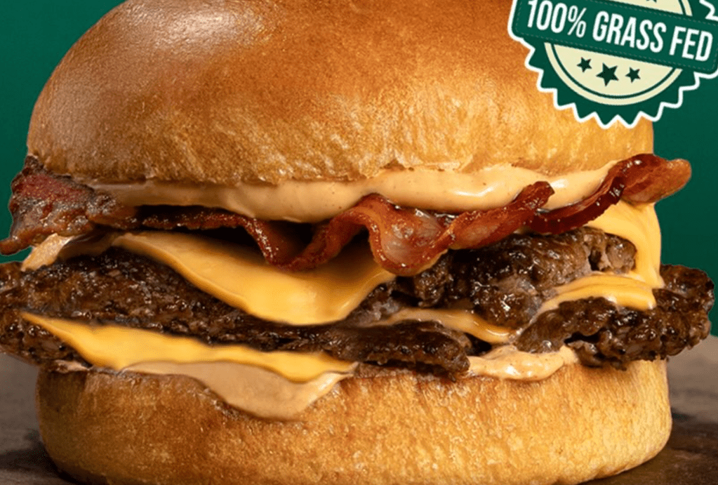 a cheeseburger with bacon