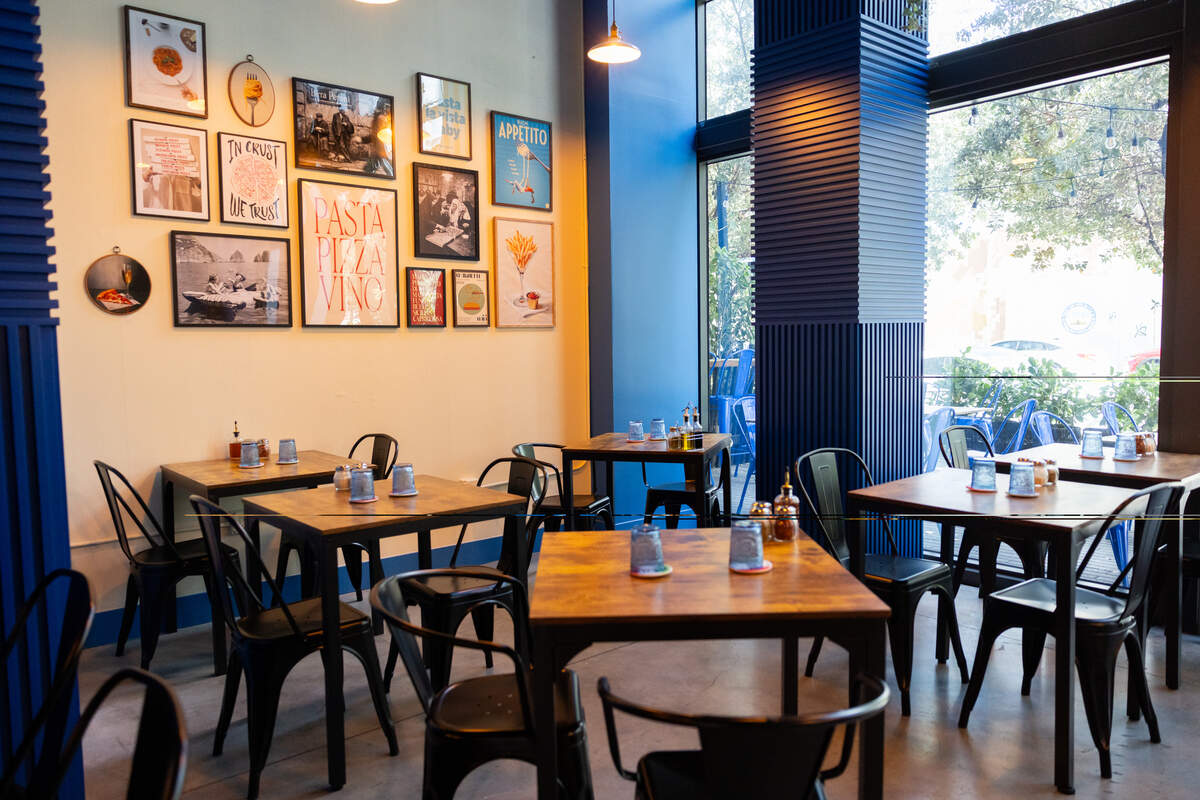 The interior of Giotto Italian restaurant in downtown Miami.