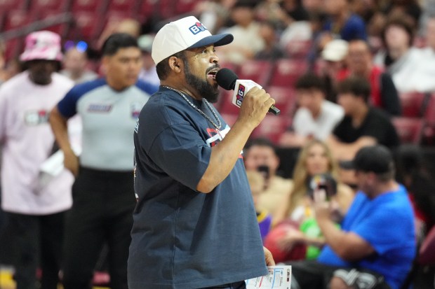 Ice Cube greets the fans attending the BIG3 basketball games at Amerant Bank Arena on Sunday, July 5, 2026 (Jim Rassol/Contributor).