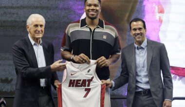Miami Heat introduce Giannis Antetokounmpo at Kaseya Center