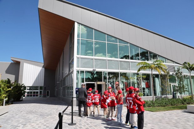 The new Baptist Health IcePlex at FTL War Memorial in Fort Lauderdale on Wednesday, March 20, 2024 (Carline Jean/South Florida Sun Sentinel)