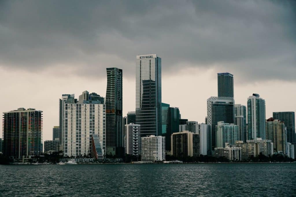 High-rise building near body of water