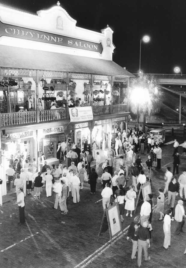 Revelers walk to the Cheyenne Saloon and Rosie O'Grady's on Church Street Station in 1987. The entertainment area revitalized downtown by creating a nostalgic link to the city's past. (Orlando Sentinel file)