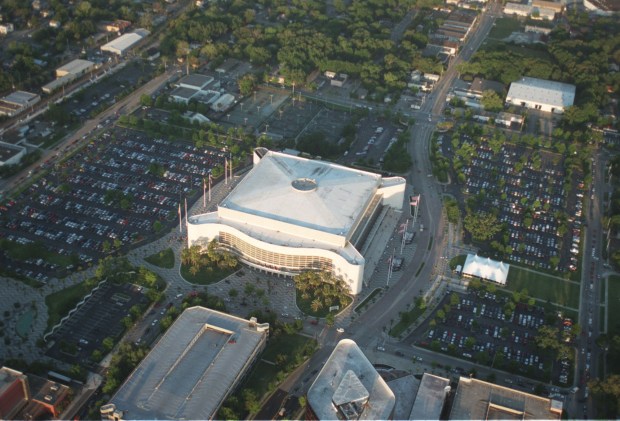 The Orlando Arena was the first home of the Orlando Magic in 1989. It was ultimately replaced by the now-Kia Center and is now the site of Creative Village. (Orlando Sentinel file)