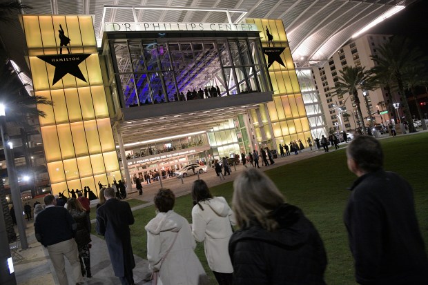Patrons arrive before a performance of Hamilton at the Dr. Phillips Center for the Performing Arts on Jan. 26, 2019, in Orlando. (Orlando Sentinel file)