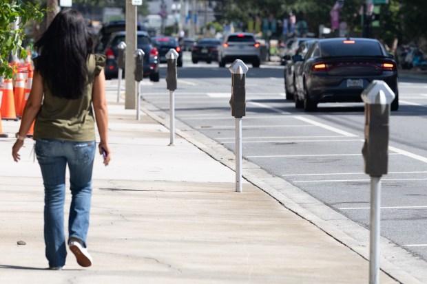 Parking meters in downtown Orlando, FL, Thursday, July 16, 2026. (Barrett Walsh/Orlando Sentinel)