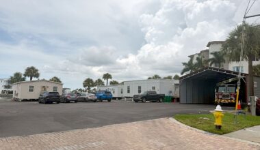 Treasure Island Fire Rescue and the Treasure Island Police Department have worked out of trailers since Hurricane Helene in 2024. (Spectrum News/Tyler O'Neill)