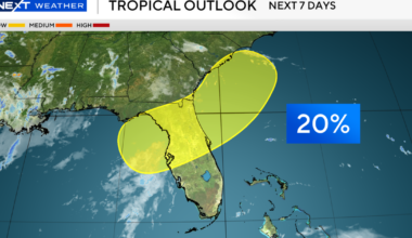 National Hurricane Center highlights area for potential tropical development off Florida coast