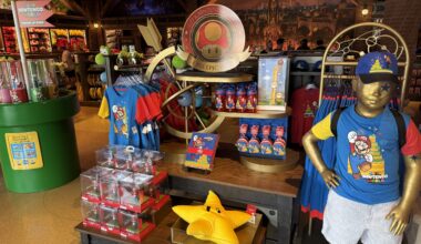New Mario merchandise celebrating Epic Universe's 1-year anniversary.
