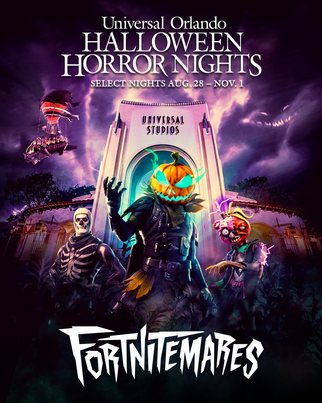 Drop into FORTNITEMARES, a new scare zone inspired by the Fortnite video game coming to Halloween Horror Nights 35 and Universal Studios Florida.