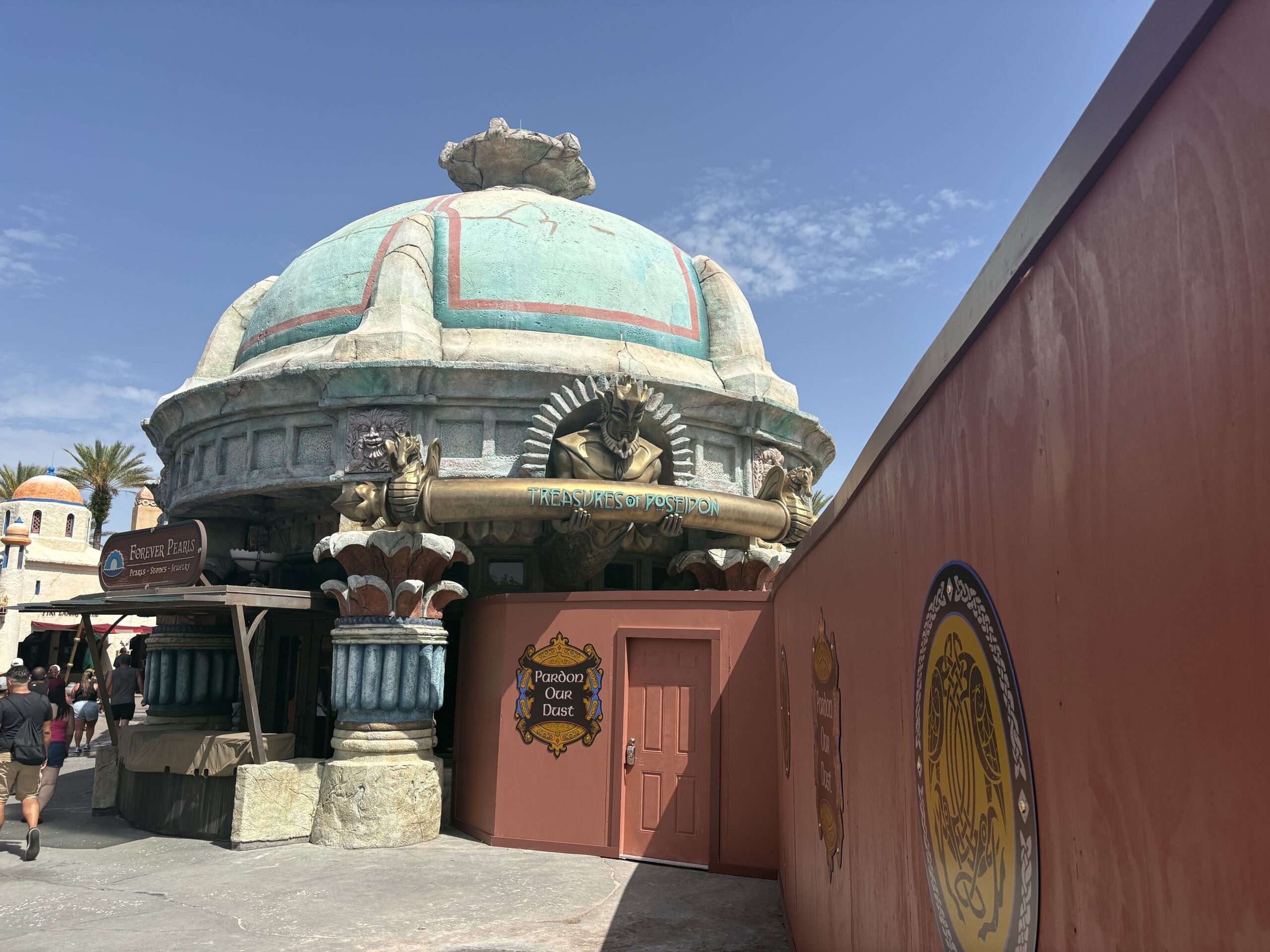 Construction walls in The Lost Continent at Universal Islands of Adventure have shifted as demolition of the land continues.