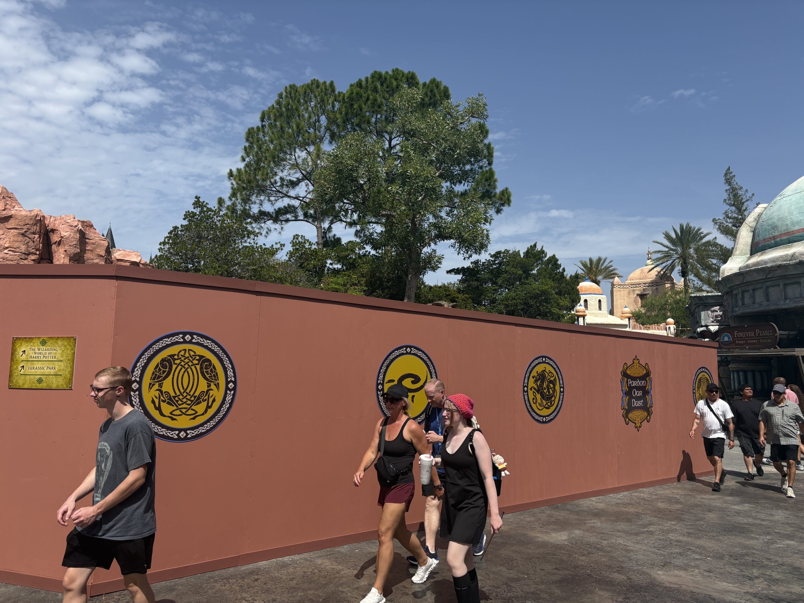 Construction walls in The Lost Continent at Universal Islands of Adventure have shifted as demolition of the land continues.