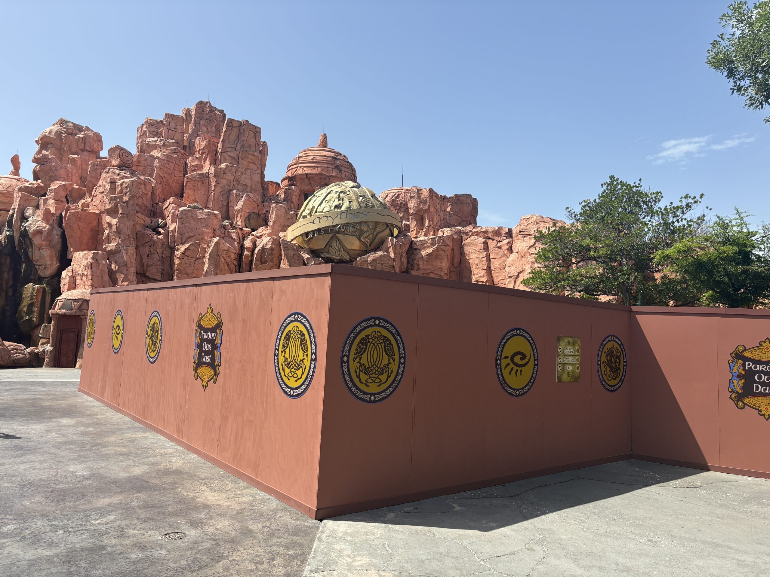 Construction walls in The Lost Continent at Universal Islands of Adventure have shifted as demolition of the land continues.