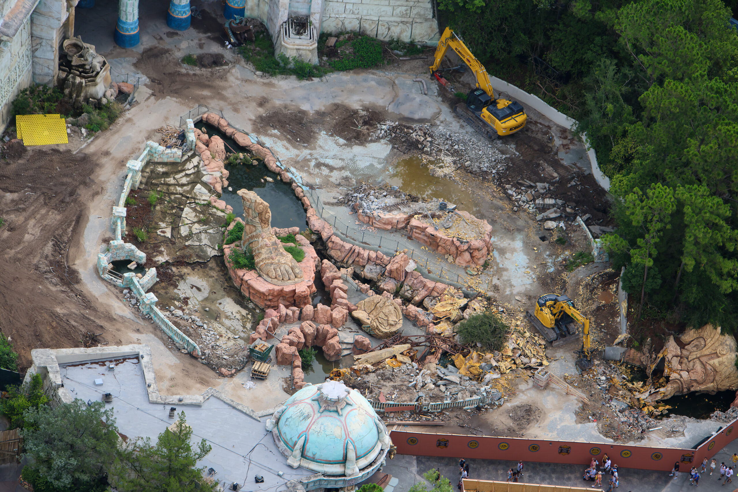 Demolition of the Poseidon's Fury show building in The Lost Continent at Universal Islands of Adventure has begun. The attraction closed permanently over three years ago.