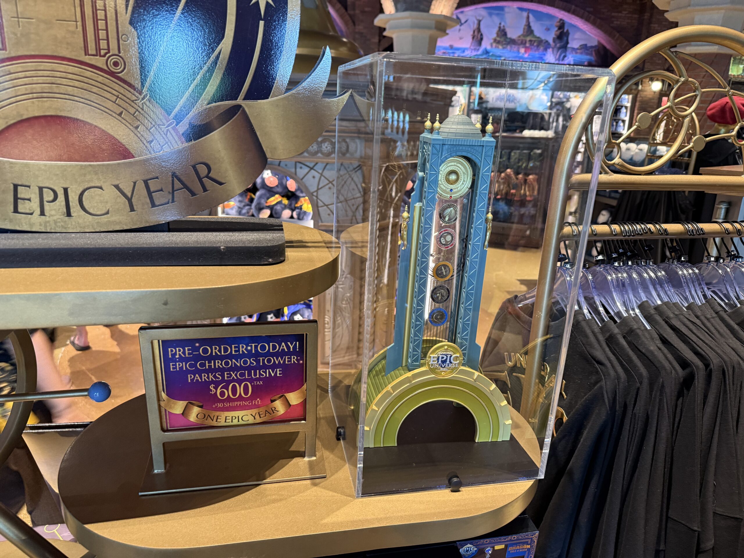 Pre-order this park-exclusive Chronos Tower based on the Epic Universe entrance. It includes five coins representing each