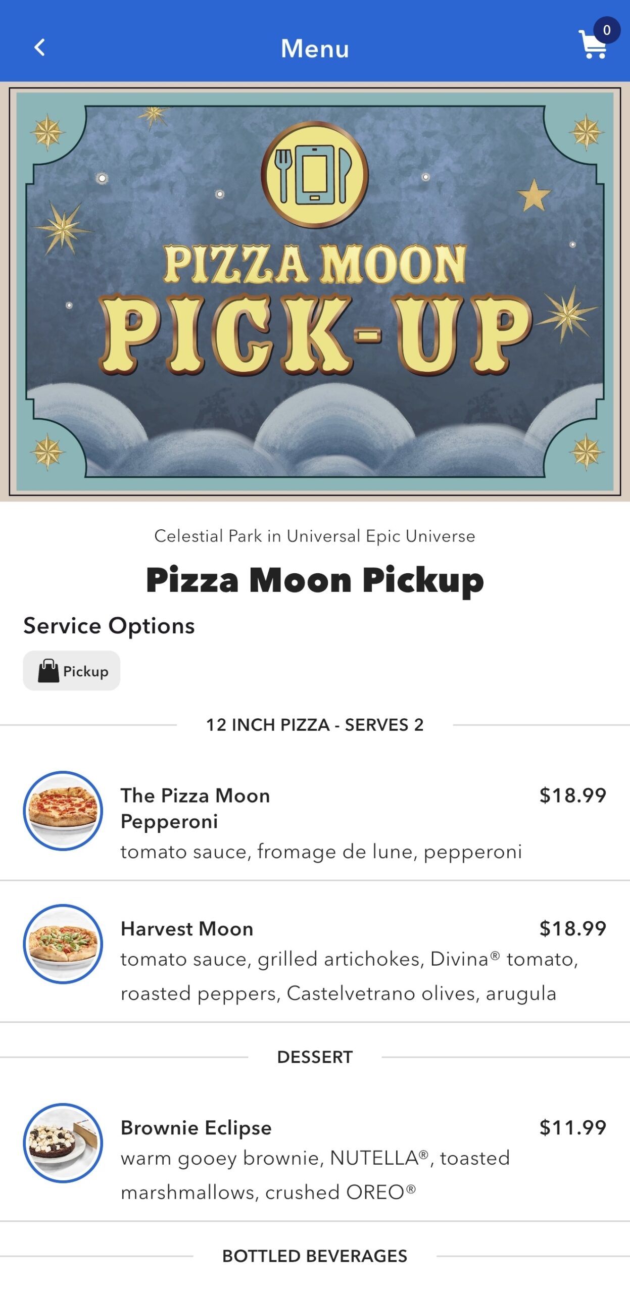 Pizza Moon in Universal Epic Universe now has a pick-up stand outside so guests can mobile order and then quickly grab their pizza without having to enter the restaurant.