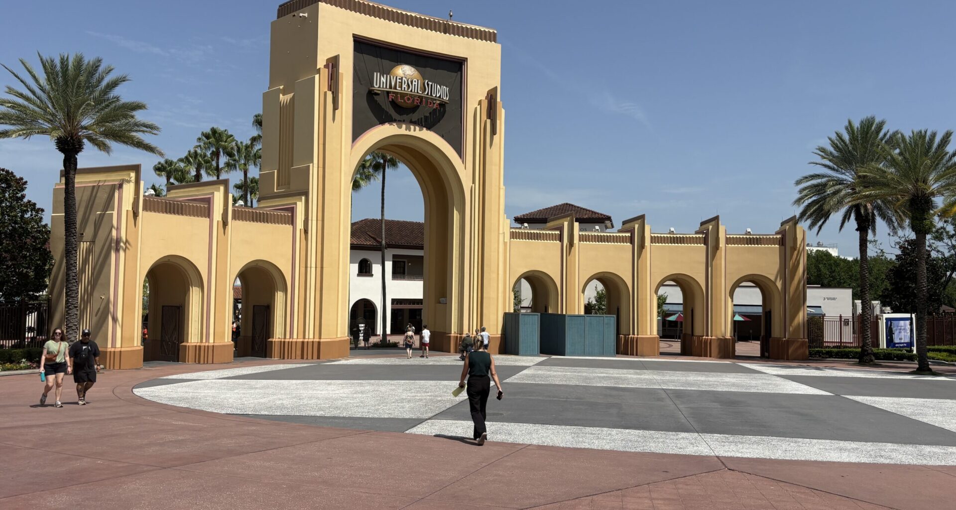 Universal Studios Florida Archway Gets Construction Walls for Repainting