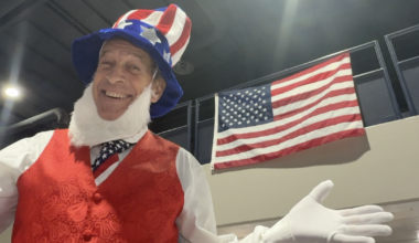 Tampa Bay's own Uncle Sam on stilts wants you to smile a whole lot more