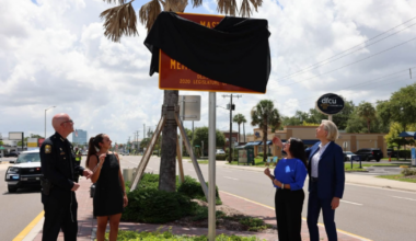 Rededication of memorial sign for fallen Tampa Master Police Officer