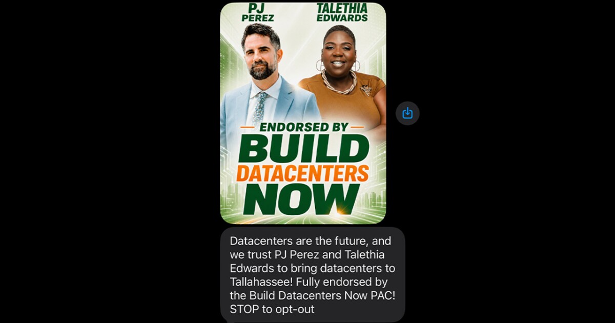 Tallahassee City Commission candidates denounce mysterious pro-data center campaign text