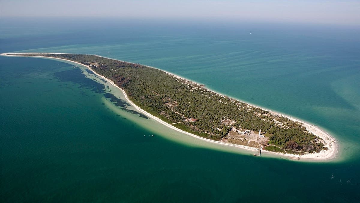 image shows aerial shot of Egmont Key