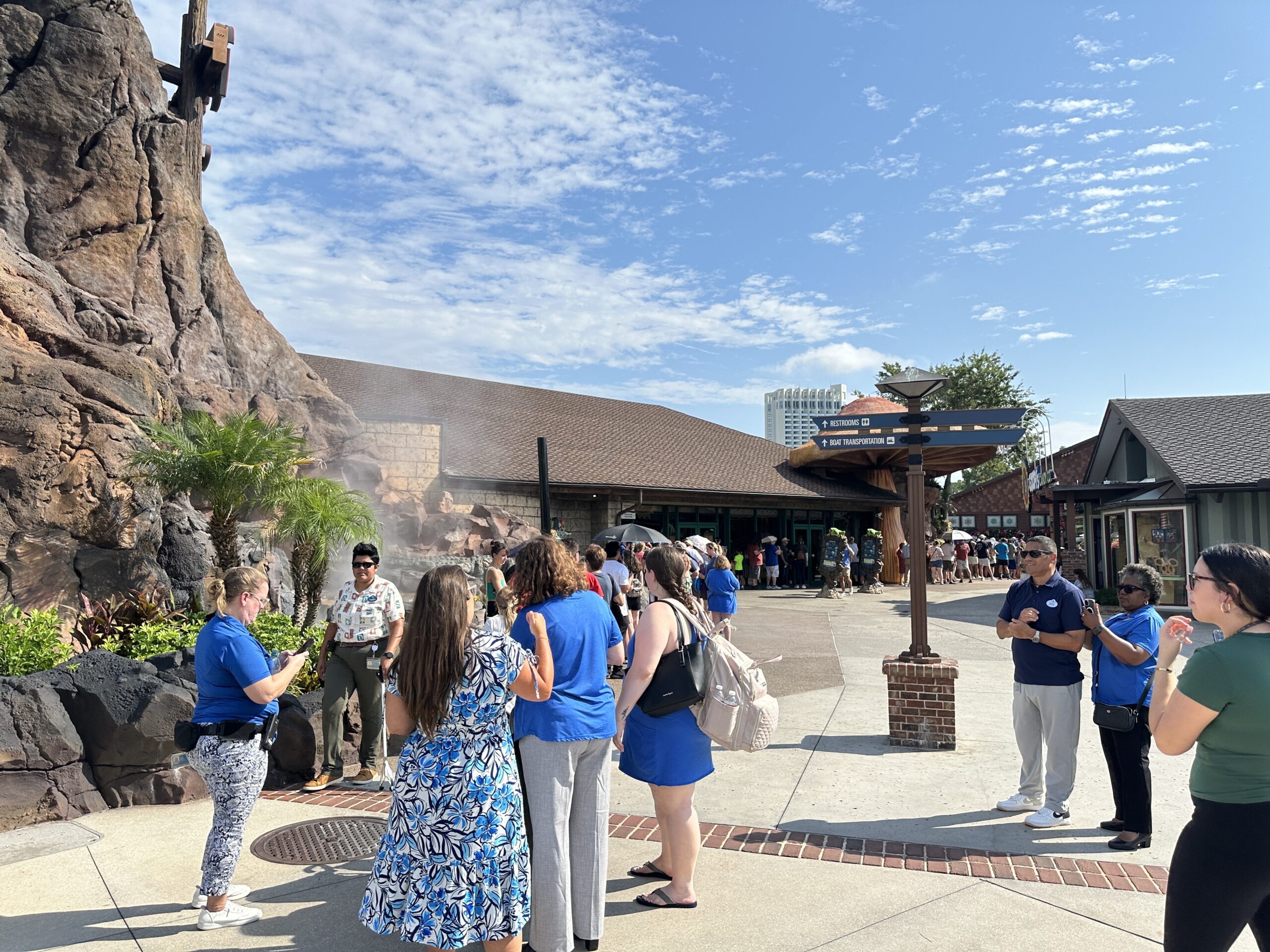 Disney Springs has a big crowd and long lines of guests trying to grab the Lorcana Curator’s Collection: Heroines Edition and the Disney Lorcana Attack of the Vine set, which are both releasing today, July 17.