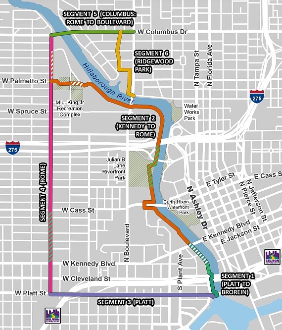 A map of the West Riverwalk.