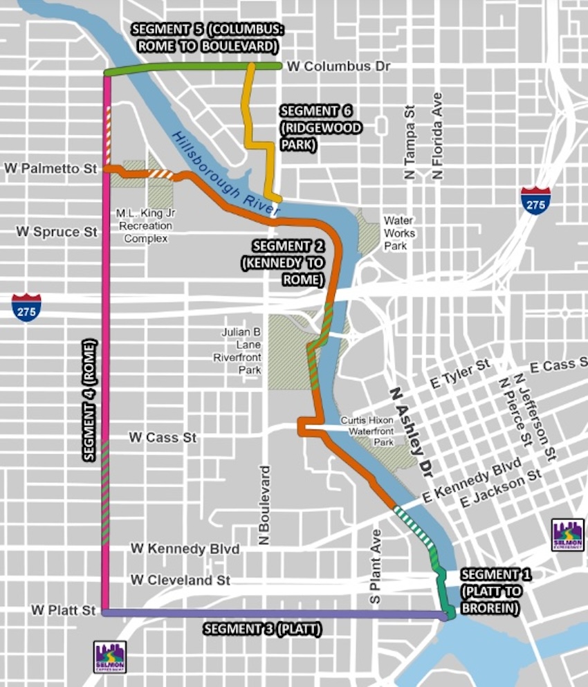 A map of the West Riverwalk.