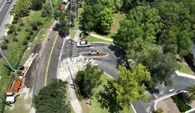 Orange County Public Works crews worked Thursday to put the finishing touches on the repair of Wymore Road after a sinkhole opened on May 15. (Spectrum News/Elmancie Kelley)