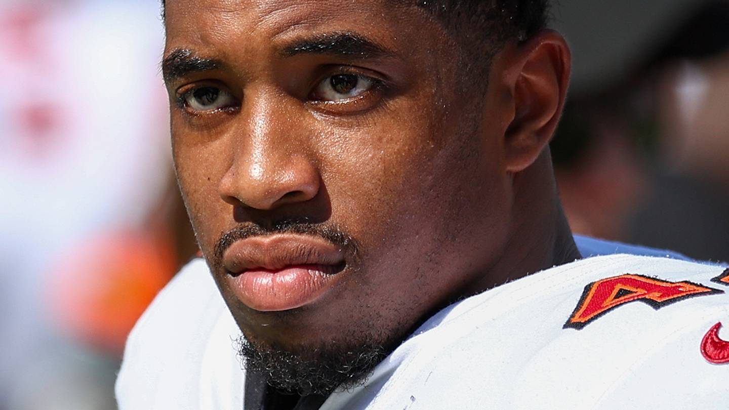 Sep 29, 2024; Tampa, Florida, USA; Tampa Bay Buccaneers running back Sean Tucker (44) looks on against the Philadelphia Eagles in the third quarter at Raymond James Stadium. Mandatory Credit: Nathan Ray Seebeck-Imagn Images