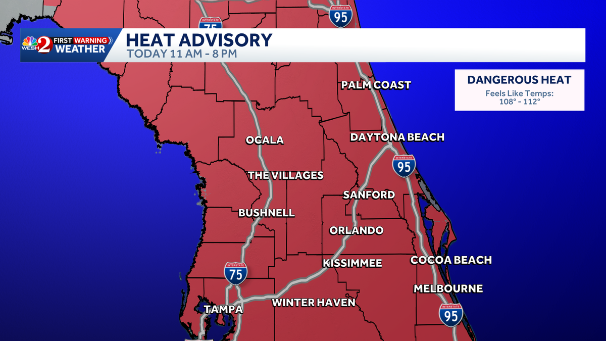 Heat advisories hit Central Florida on Monday