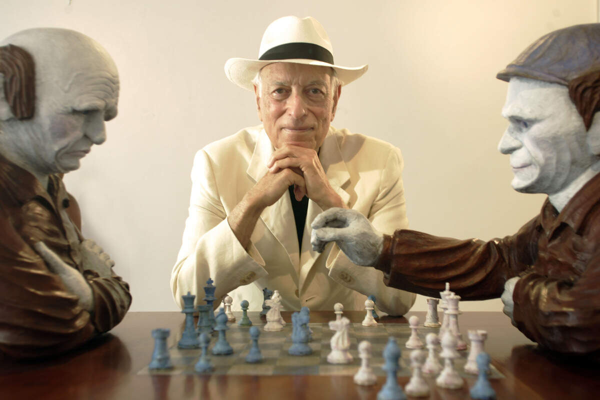 Kenneth Treister, a notable Miami architect and sculptor who designed the Mayfair Hotel and the Holocaust Memorial in Miami Beach, passed away on Friday at age 96. He is pictured here at La Boheme Fine Art Gallery in Coral Gables in 2005.
