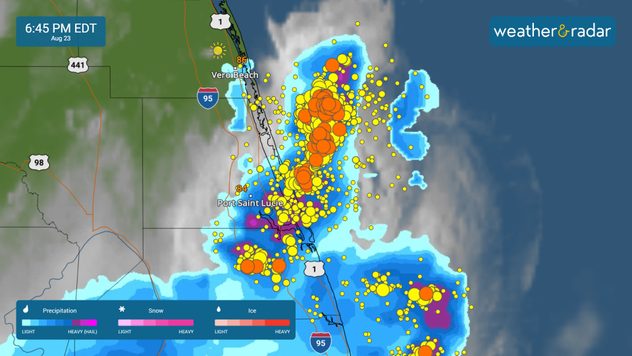 The Weather Radar shows the storm that led to the tornado near Port Saint Lucie, Florida.