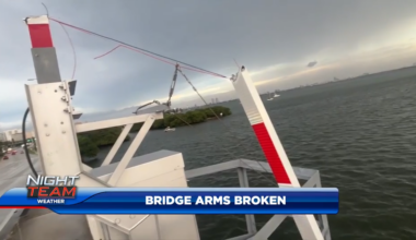 Strong gusts snap traffic arms on 79th St. Causeway drawbridge as heavy storm drenched South Florida - WSVN 7News | Miami News, Weather, Sports