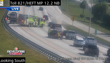 Traffic crash on Turnpike causes congestion on SB lanes near Caribbean Blvd in SW Miami-Dade; 1 hospitalized - WSVN 7News | Miami News, Weather, Sports