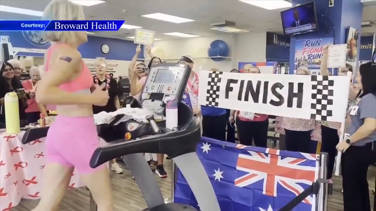 Physical therapist completes virtual marathon at Broward Health Imperial Point to raise breast cancer awareness - WSVN 7News | Miami News, Weather, Sports