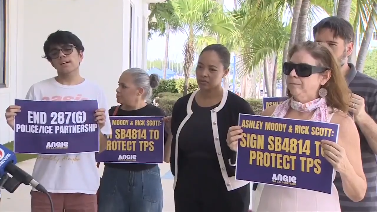 Anti-ICE protesters gather outside Miami City Hall calling for change - WSVN 7News | Miami News, Weather, Sports