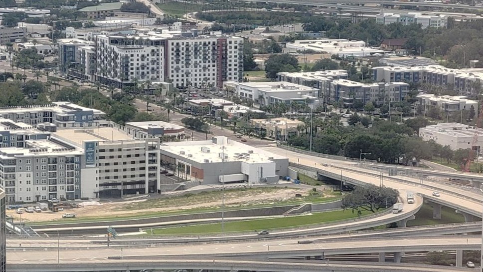 View from above showing several new housing developments in Jacksonville.